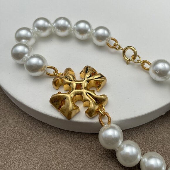 Tory Burch Roxanne Pearl Necklace Gold/ Ivory OS - Picture 7 of 8